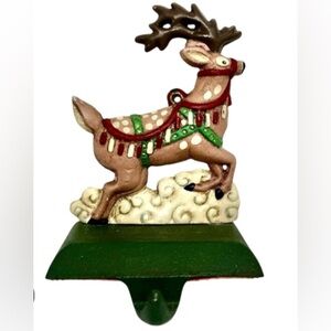 Vintage Midwest Cannon Falls SANTA'S REINDEER Cast Iron Stocking Holder
